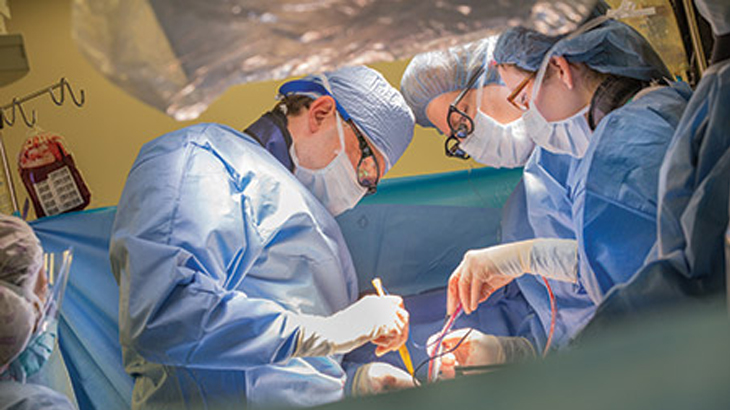 外科医生进行主动脉根部手术的图像